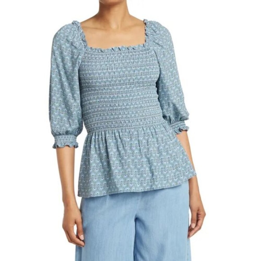 ♡ Max Studio Smocked Peplum Top